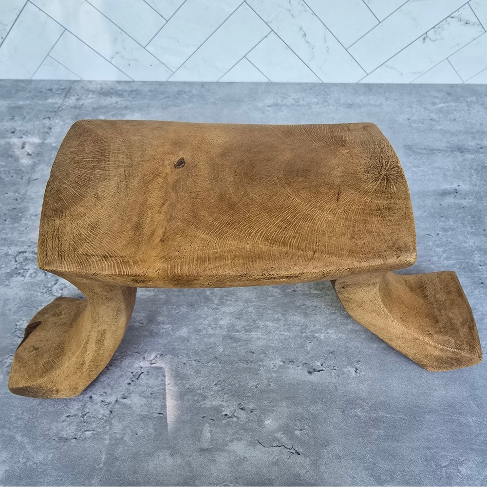 Vintage Hand Carved Wood Neck Rest Stool African Tribal Style Primitive Decor - Picture 3 of 10